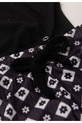 Conjunto Body e Calça Canelado - Xadrez Preto - Ame Kids