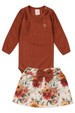 Conjunto Body Manga Longa e Saia - Terra - Ame Kids