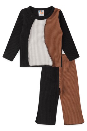 Conjunto Blusa e Calça Santorini Tricolor -  Tricolor  Preto - Ame Kids