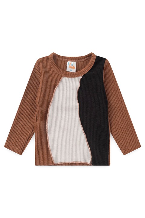 Conjunto Blusa e Calça Santorini Tricolor -  Tricolor Marrom - Ame Kids