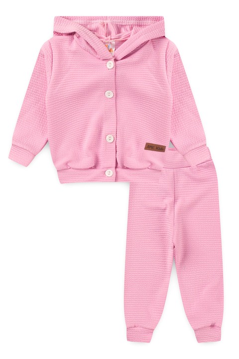 Conjunto Casaco Botões e Calça Turim - Rosa Bebê - Ame Kids