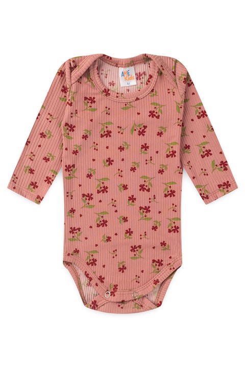 Conjunto Canelado Light Longo - Floral Pêssego - Ame Kids
