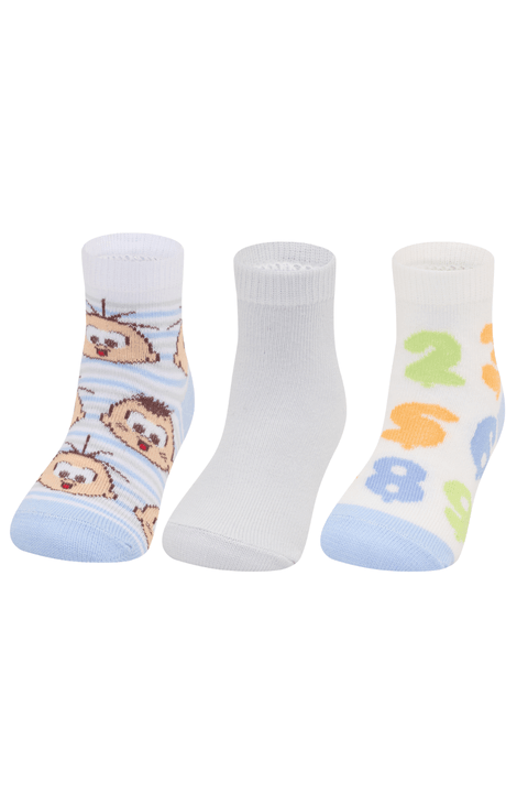 Kit 3 Pares Meia Soquete Infantil - Cia da Meia Turma da Mônica - Cebolinha e Cascão Baby