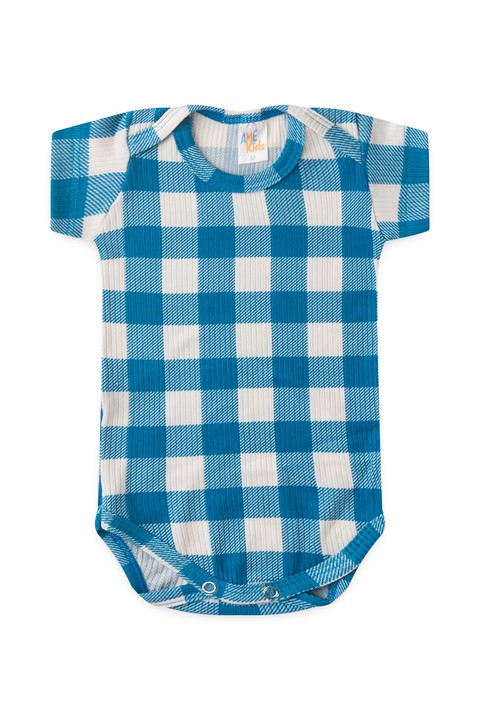 Conjunto Canelado Light Curto - Xadrez Azul - Ame Kids