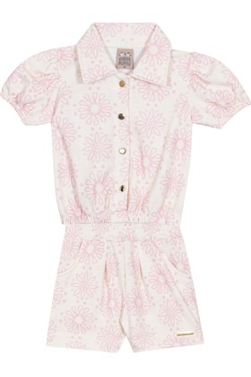 Conjunto Cropped e Shorts  - Creme - Randa Mundu