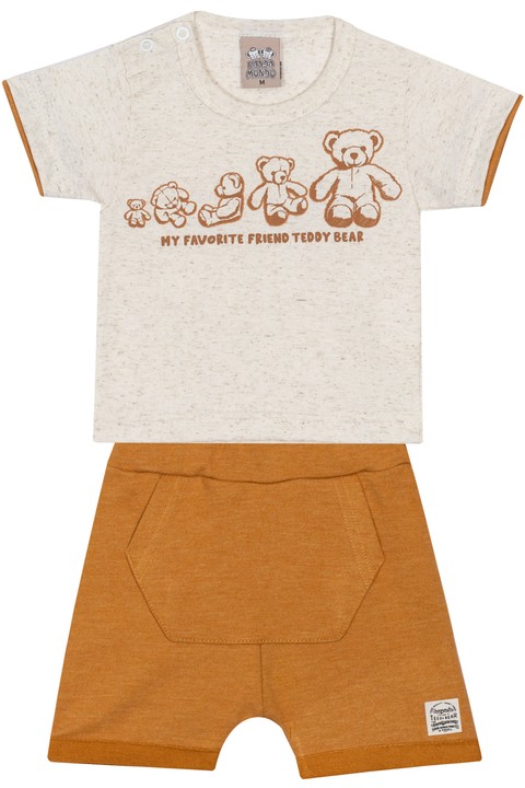 Conjunto Blusa e Bermuda  - Creme - Randa Mundu