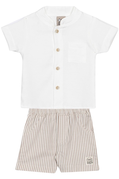 Conjunto Blusa e Bermuda  - Off-White - Randa Mundu