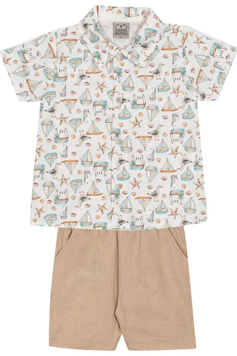 Conjunto Blusa Polo e Bermuda  - Náutica - Randa Mundu