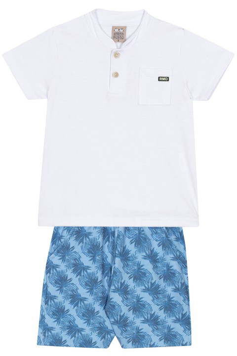 Conjunto Blusa e Bermuda  - Branco - Randa Mundu