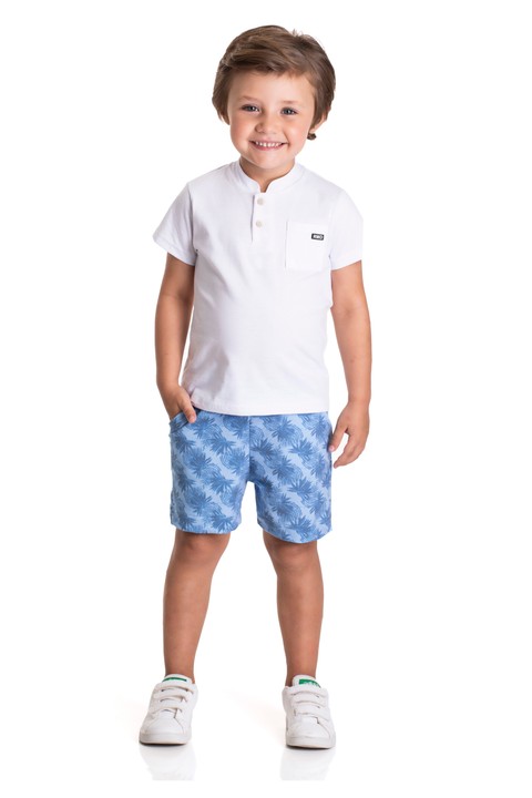 Conjunto Blusa e Bermuda  - Branco - Randa Mundu