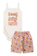 Conjunto Body Alcinha Canelado Menina - Margaridas Rosa Bebê - Ame Kids
