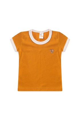 Conjunto Blusa Shorts Canelado Menina - Girassol  - Ame Kids