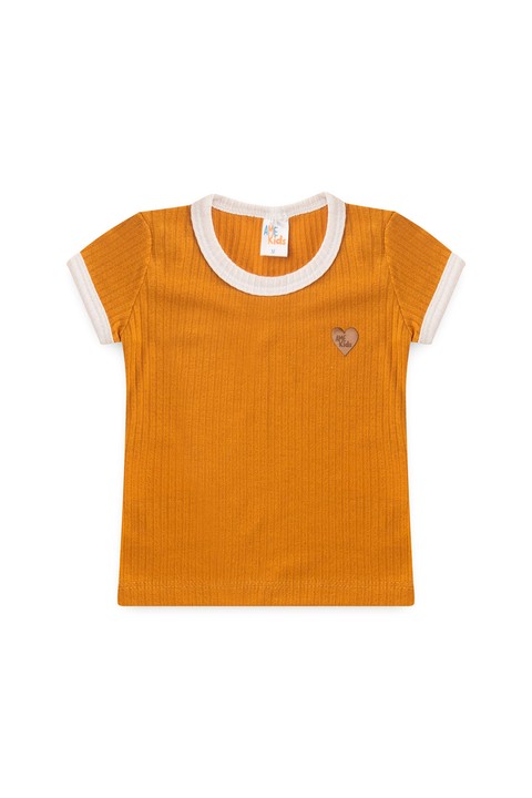 Conjunto Blusa Shorts Canelado Menina - Girassol  - Ame Kids
