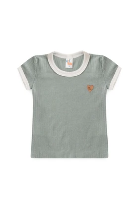 Conjunto Blusa Shorts Canelado Menina - Verde Jade - Ame Kids