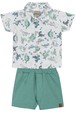 Conjunto Blusa Polo e Bermuda - Dinossauro Verde - Randa Mundu