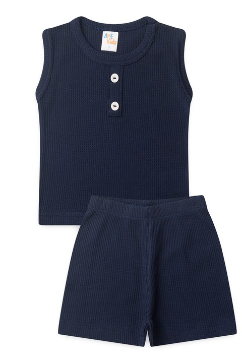 Conjunto Regata e Shorts Menino Moscou - Azul Marinho - Ame Kids