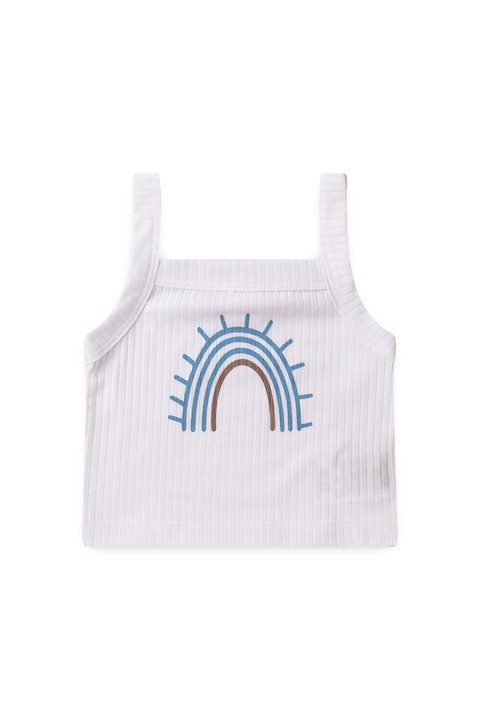 Conjunto Alcinha Canelado Curto Menina - Arco Iris Azul - Ame Kids