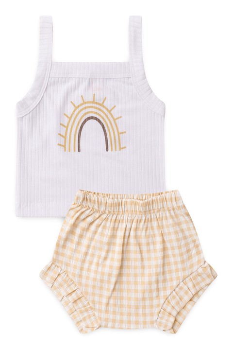 Conjunto Alcinha Canelado Curto Menina - Arco Iris Caramelo - Ame Kids