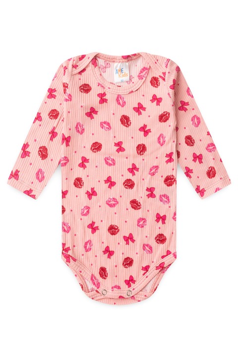 Conjunto Canelado Light Longo - Beijinhos Rosa Bebê - Ame Kids