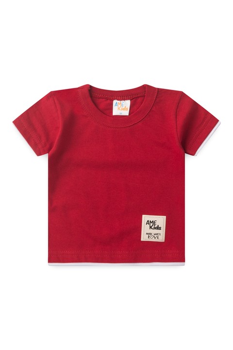 Conjunto de Blusa e Shorts Meia Malha Menino - Vermelho - Ame Kids