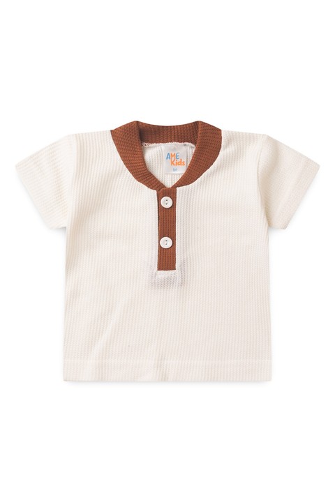 Conjunto de Blusa e Shorts Moscou Menino - Botões Avelã - Ame Kids