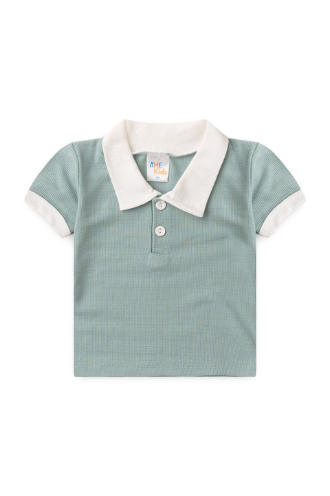 Conjunto de Blusa Polo e Shorts Marrocos Menino - Verde Jade - Ame Kids