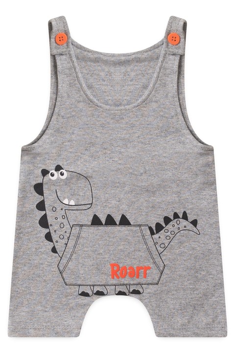 Jardineira Curta Moletinho Dino - Mescla - Jidi