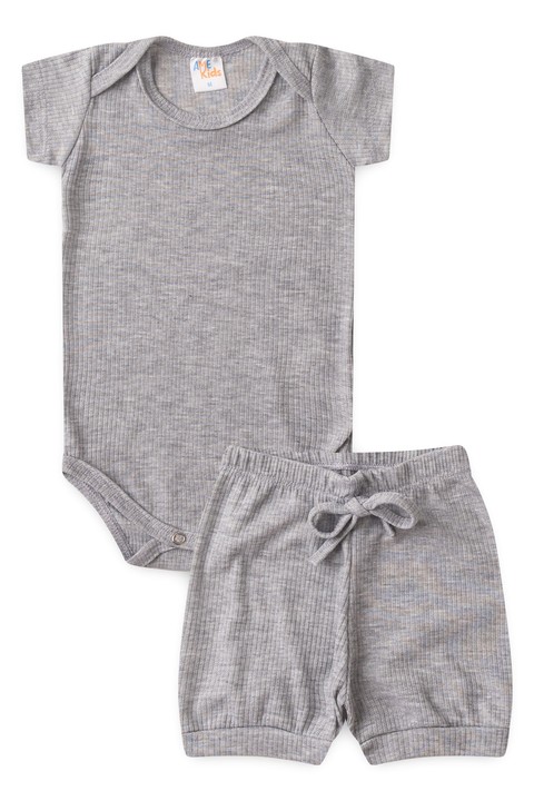 Conjunto Canelado Light Curto - Mescla - Ame Kids