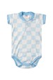 Conjunto Body Canelado Curto Menino - Xadrez Azul - Ame Kids