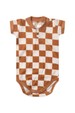 Conjunto Body Canelado Curto Menino - Xadrez Avelã - Ame Kids