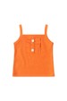 Conjunto Blusa com Botões e Shorts Canelado Menina - Laranja - Ame Kids
