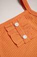 Conjunto Blusa com Botões e Shorts Canelado Menina - Laranja - Ame Kids
