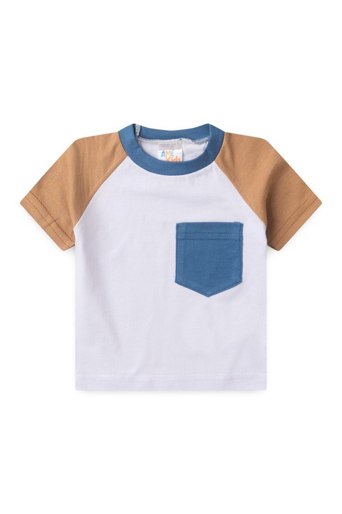 Conjunto de Blusa e Shorts Meia Malha Menino - Bolso Azul - Ame Kids