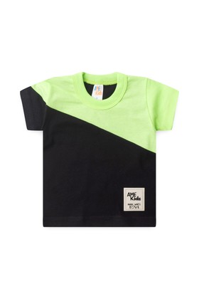 Conjunto de Blusa e Shorts Meia Malha Menino - Preto e Verde -  Ame Kids