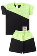 Conjunto de Blusa e Shorts Meia Malha Menino - Preto e Verde -  Ame Kids