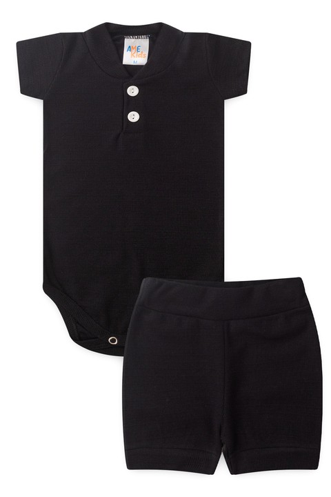 Conjunto Body Marrocos Curto Menino - Preto - Ame Kids