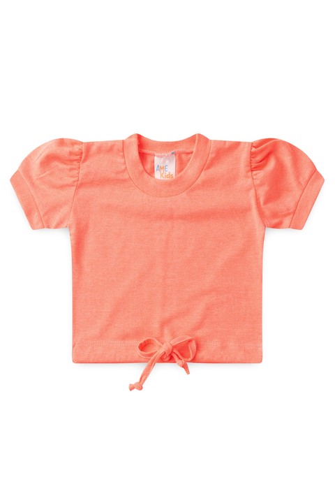 Conjunto Blusa Neon e Shorts Menina - Laranja - Ame Kids