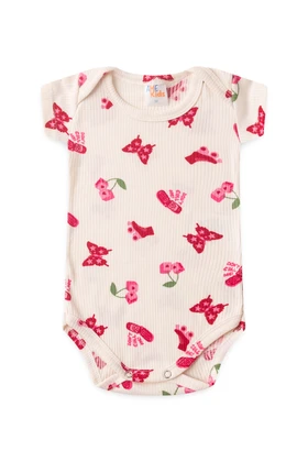 Conjunto Canelado Light Curto - Cherry Off-White - Ame Kids