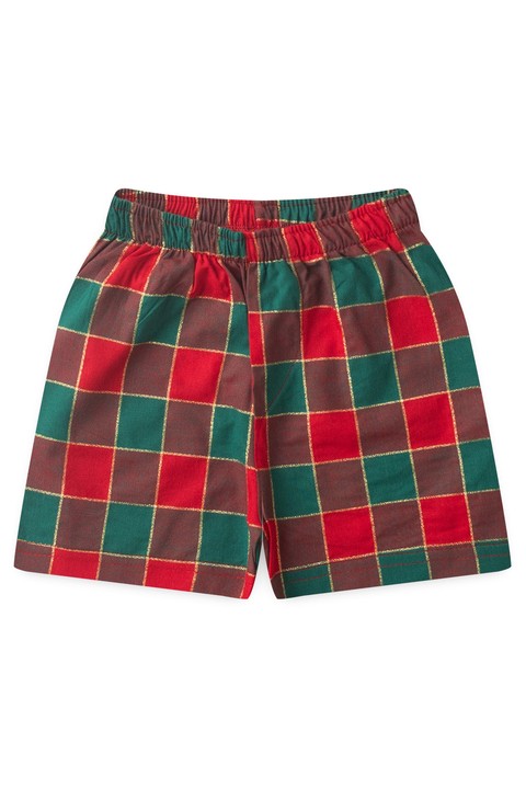 Shorts Tricoline - Xadrez Vermelho -  Ame Kids