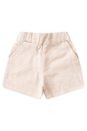 Shorts de Linho com Bolsos - Areia - Ame Kids
