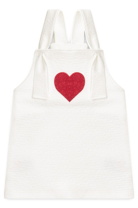 Salopete Coração  Moletinho - Branco - Ame Kids