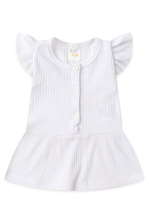 Conjunto Bata Shorts Natal Canelado Bebê - Branco e Vermelho - Ame Kids