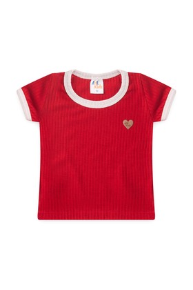 Conjunto Blusa Shorts Canelado Menina - Vermelho - Ame Kids