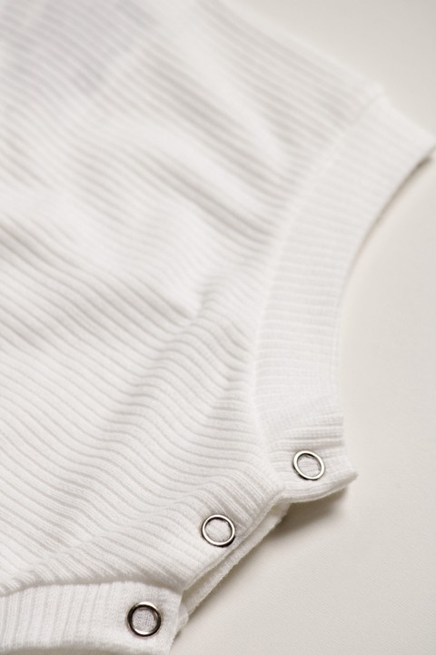 Romper Ursinho Canelado - Off-White - Ame Kids