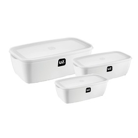Kit 3 Potes Retangular Branco