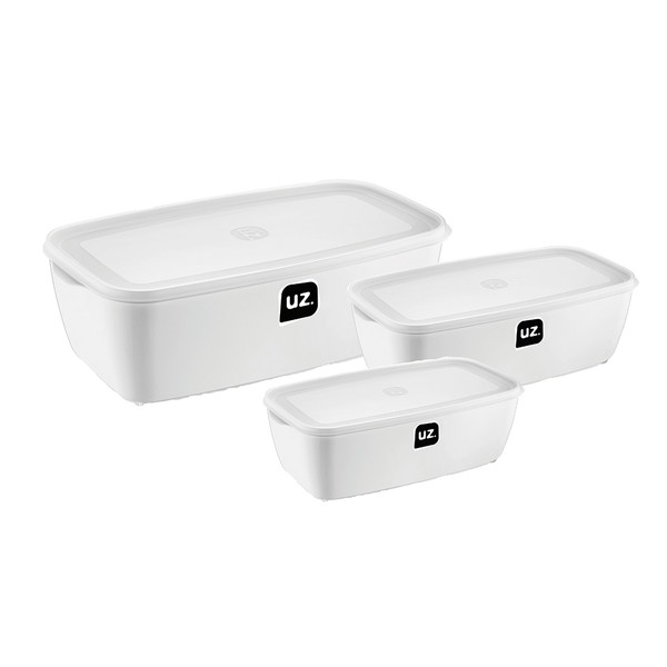 Kit 3 Potes Retangular Branco