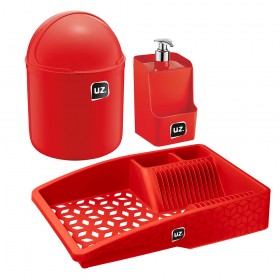 Kit Pia Multiúso Sólido Vermelho