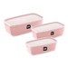 Kit 3 Potes Multiuso Retangular Premium Rosa