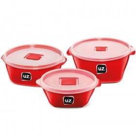 Kit 3 Pote Multiúso Premium Vermelho