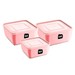 Kit 3 Potes Multiuso Premium Quadrado Rosa